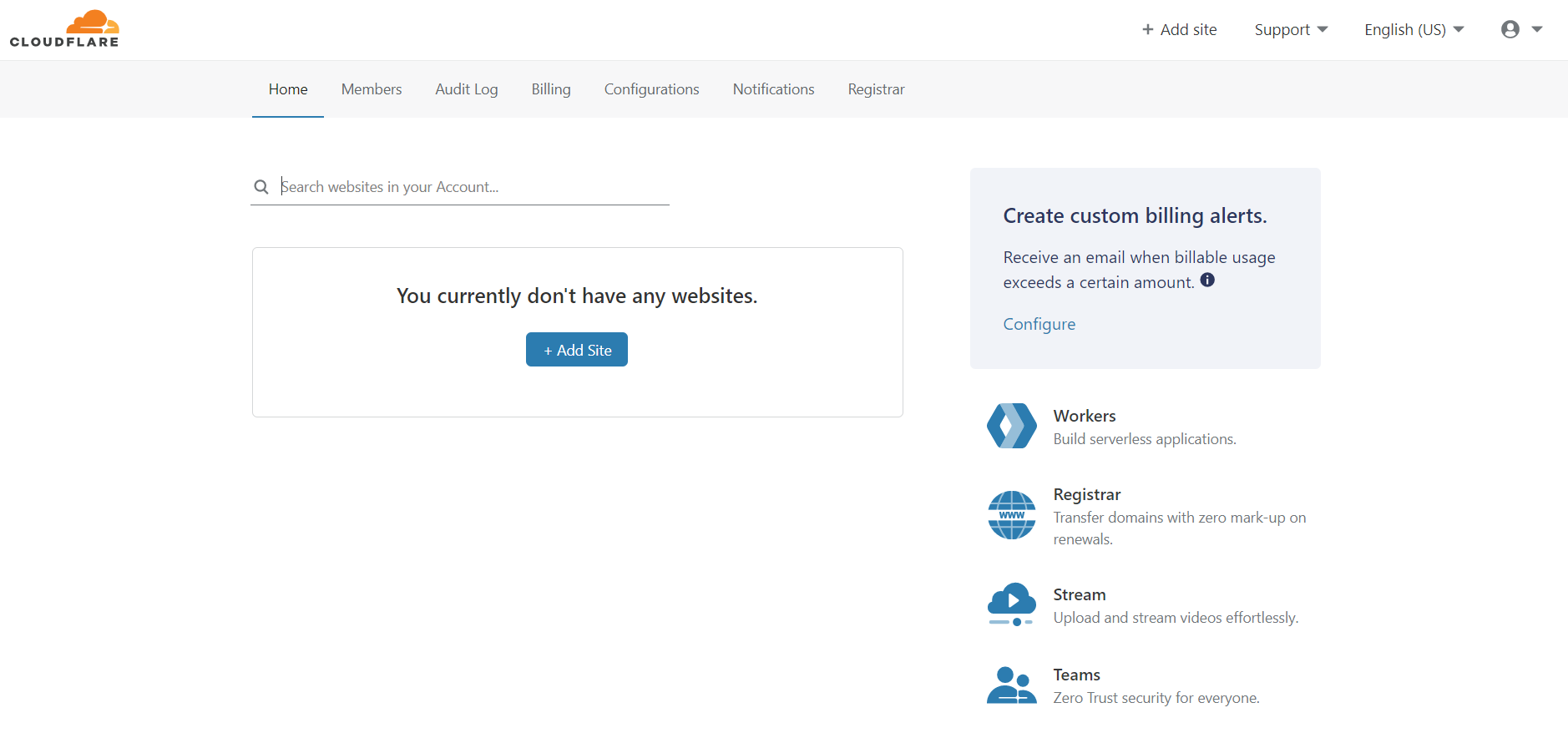 Add a site in Cloudflare