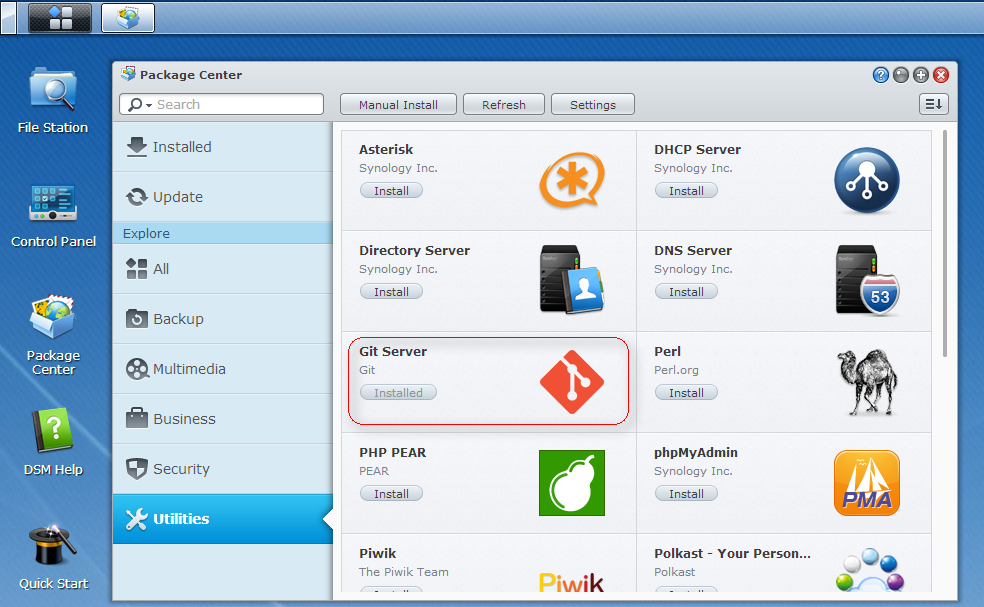 Installing Git Server in DSM